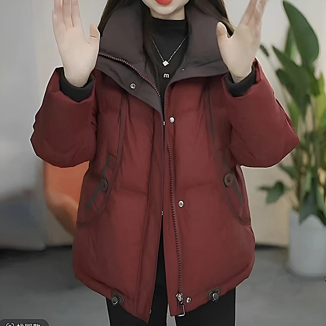 大码高级免洗时尚短款气质女2025年新款韩版宽松保暖棉服加厚外套