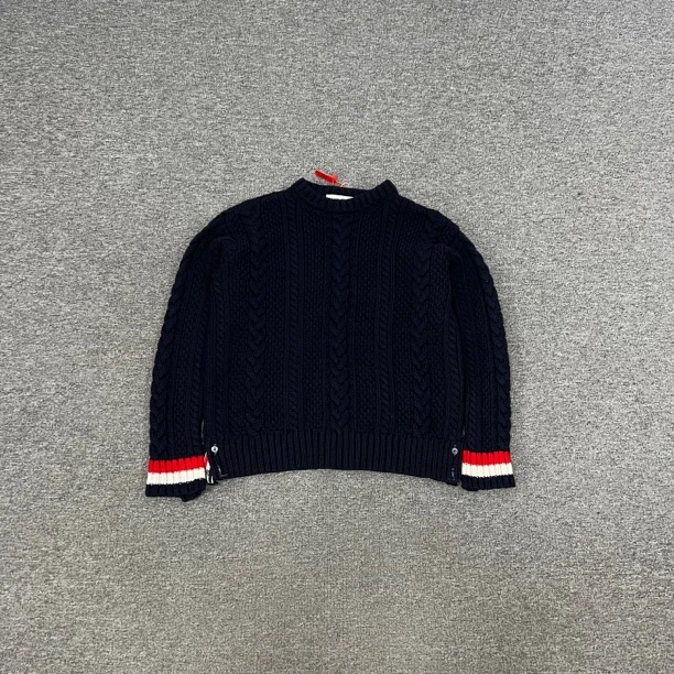 99新 THOMBROWNE 汤姆布朗 TB 麻花羊毛针织套头毛衣 1码