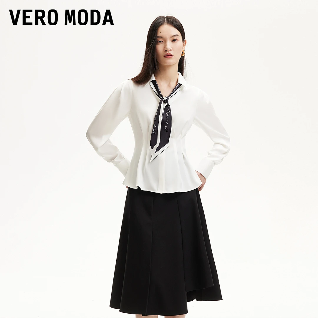 Vero Moda衬衫女洋气【职场佳人】丝巾装饰收腰显瘦垂325105044