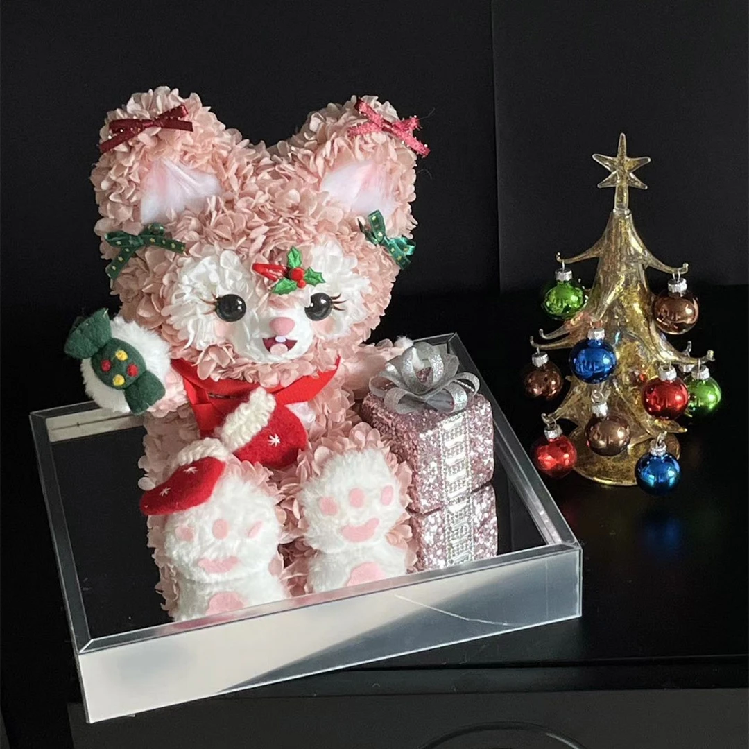 圣诞节礼盒玲娜贝儿永生花玩偶花束真花标本可爱摆件创意生日礼物