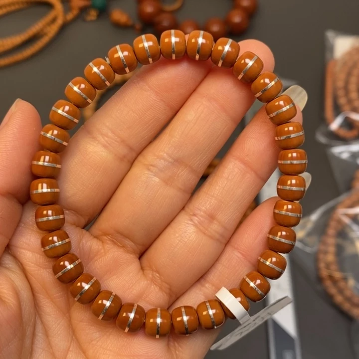 手串/手链橄榄核7.2mm橄榄核尖银腰带