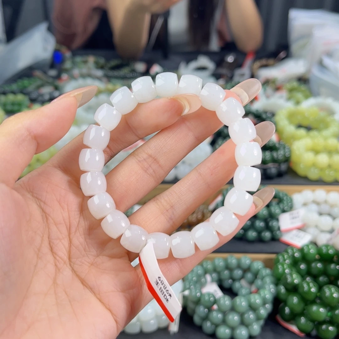未镶嵌手链和田玉纯天然和田玉10mm新疆白玉直切