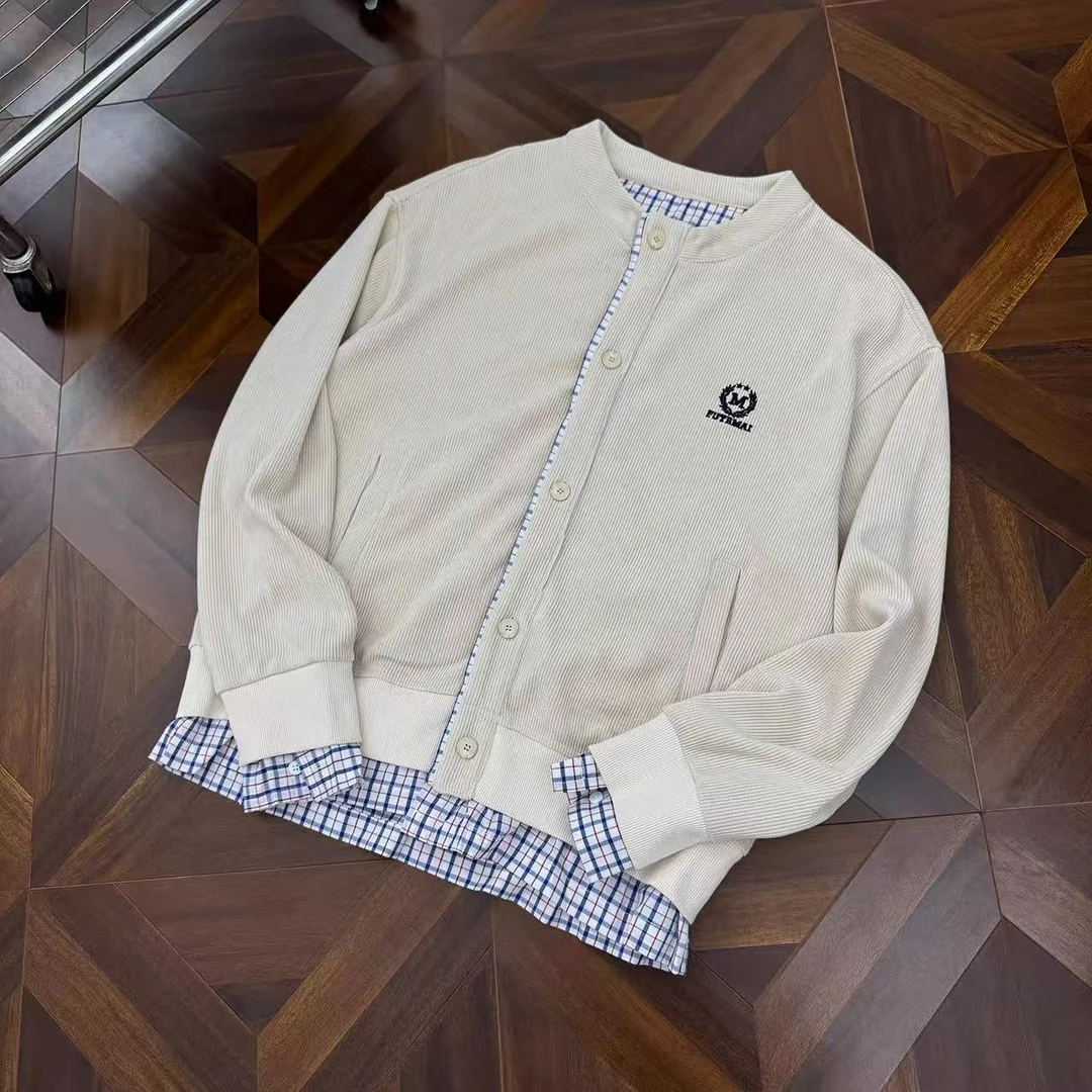 634日系假两件男女同款开衫外套超百搭