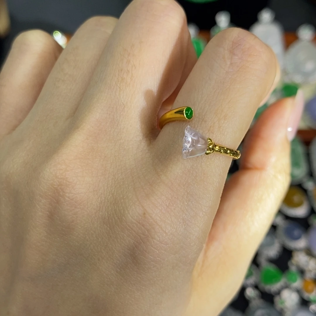 翡翠18K金镶嵌颈饰A货翡翠