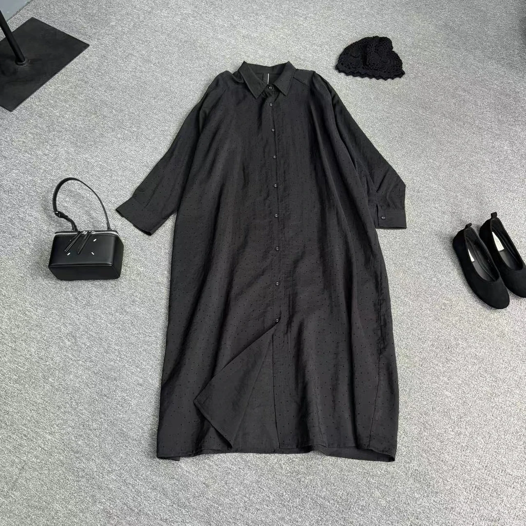 瑶睿安No退No换！！慎拍 ！衬衫裙小众设计大码连衣裙宽松长裙373