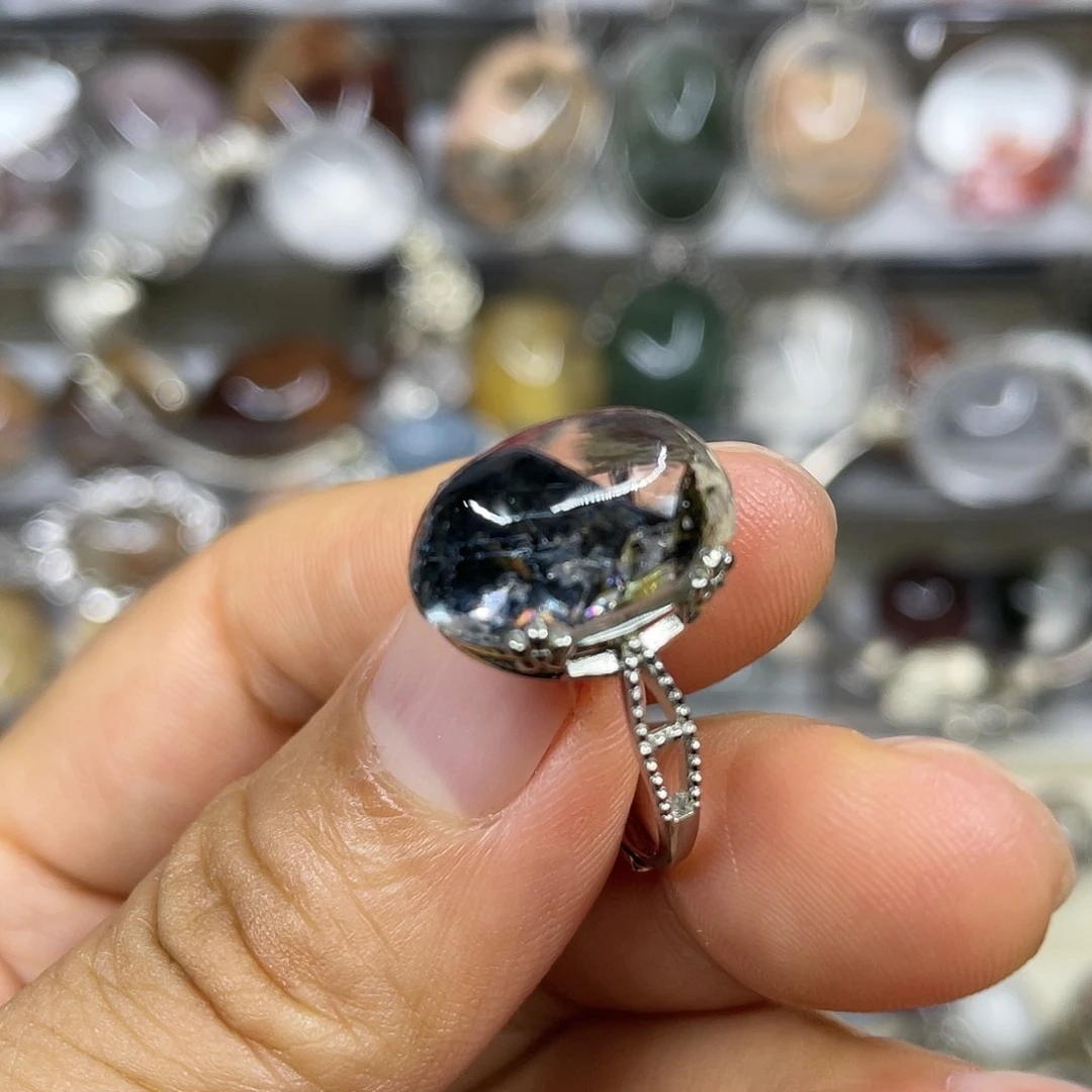 【闪购商品】银S925镶嵌珠宝半成品水晶戒指