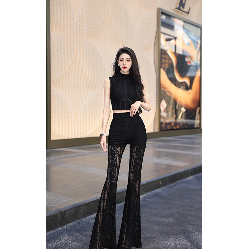 尤克菲儿轻奢高定蕾丝气质优雅时尚温柔修身显瘦无袖套装