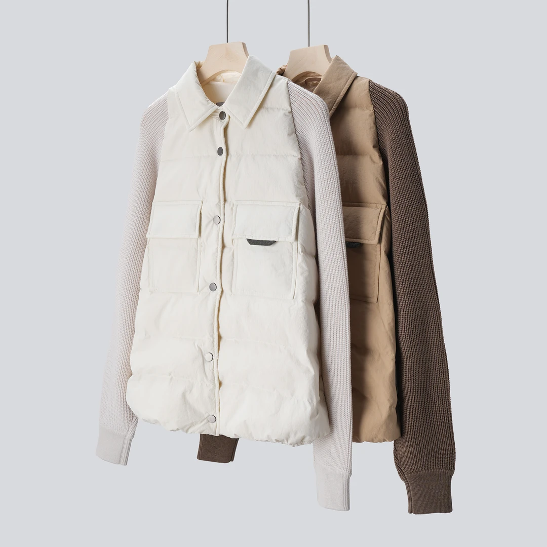 【静奢老钱】B*C款 山羊绒×90白鹅绒 衬衫型轻薄鹅绒服