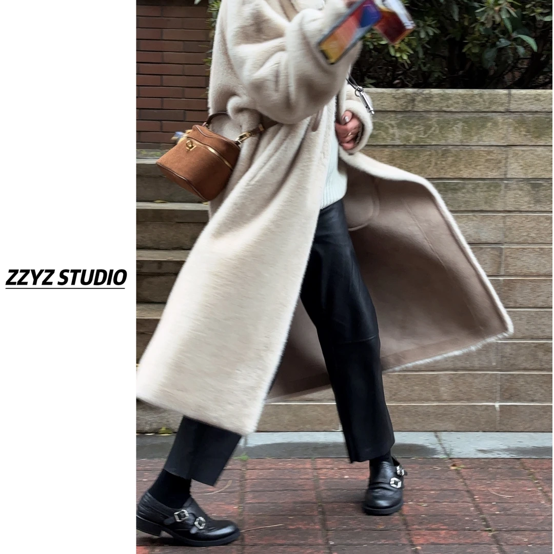 【ZZYZ】“可可玛奇朵”仿貂毛翻领环保毛毛外套冬季毛绒加厚上衣汉服