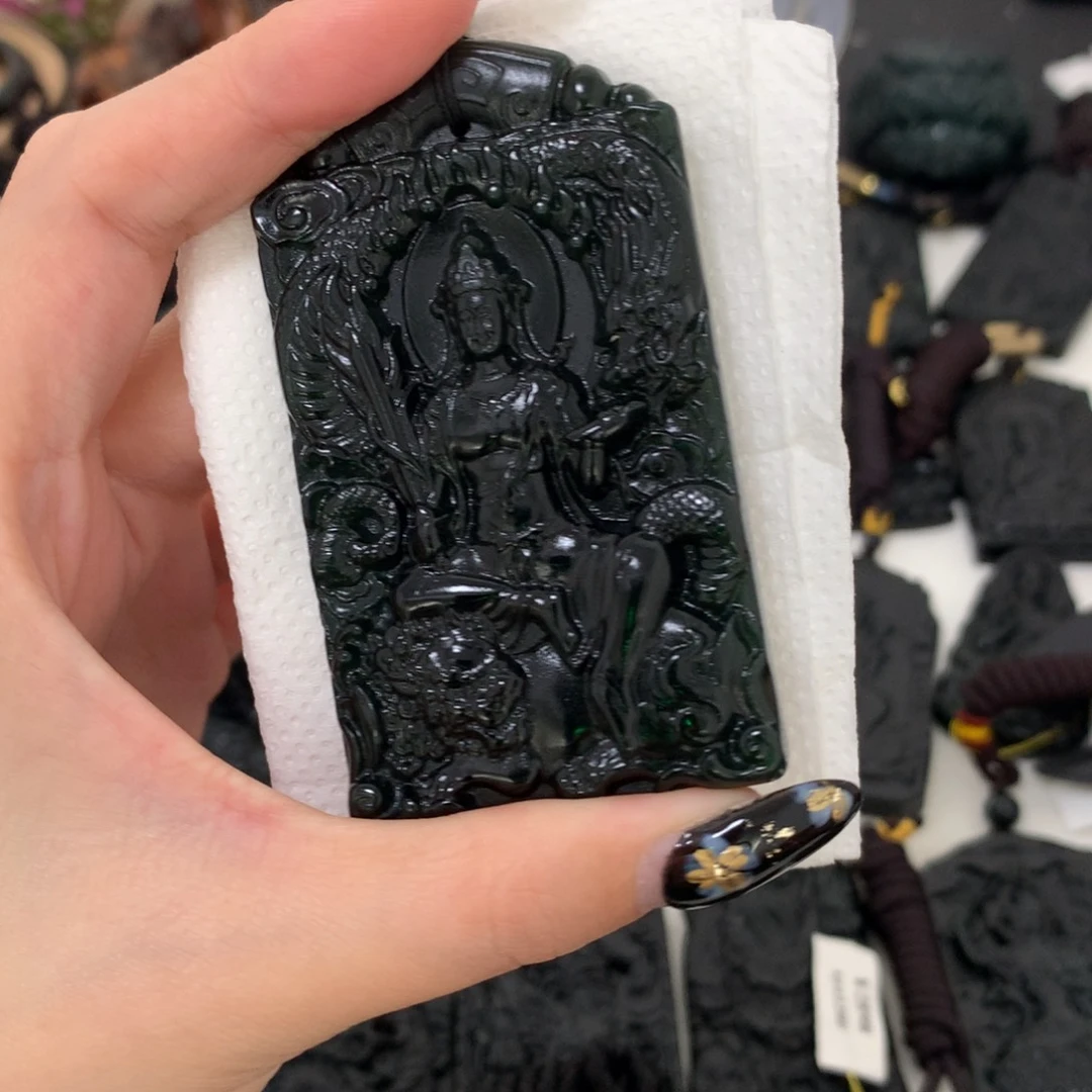 翡翠未镶嵌挂件天然缅甸a货钢琴黑挂件