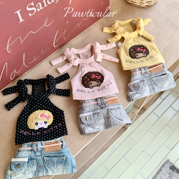 宠物衣服定制同款涩谷辣妹kt牛仔套装狗狗马尔济斯西施
