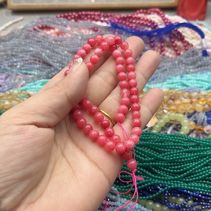 玛瑙/玉髓珠宝半成品未镶嵌一条6mm红纹石