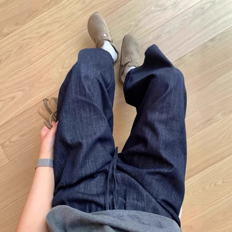 夏季薄款显瘦高腰阔腿裤小个子宽松休闲梧桐直筒裤凉凉裤牛仔裤女