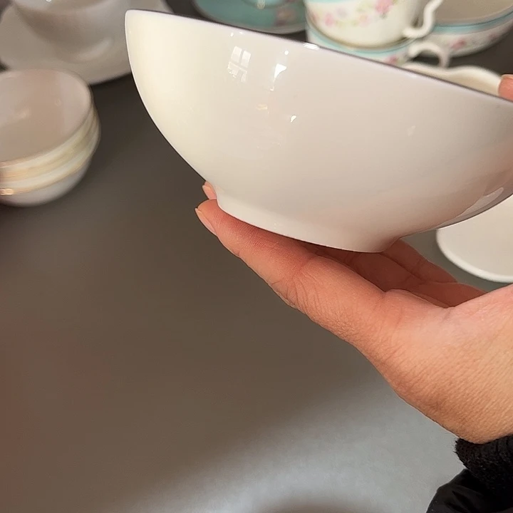 瓷片微瑕骨瓷碗两只装金边