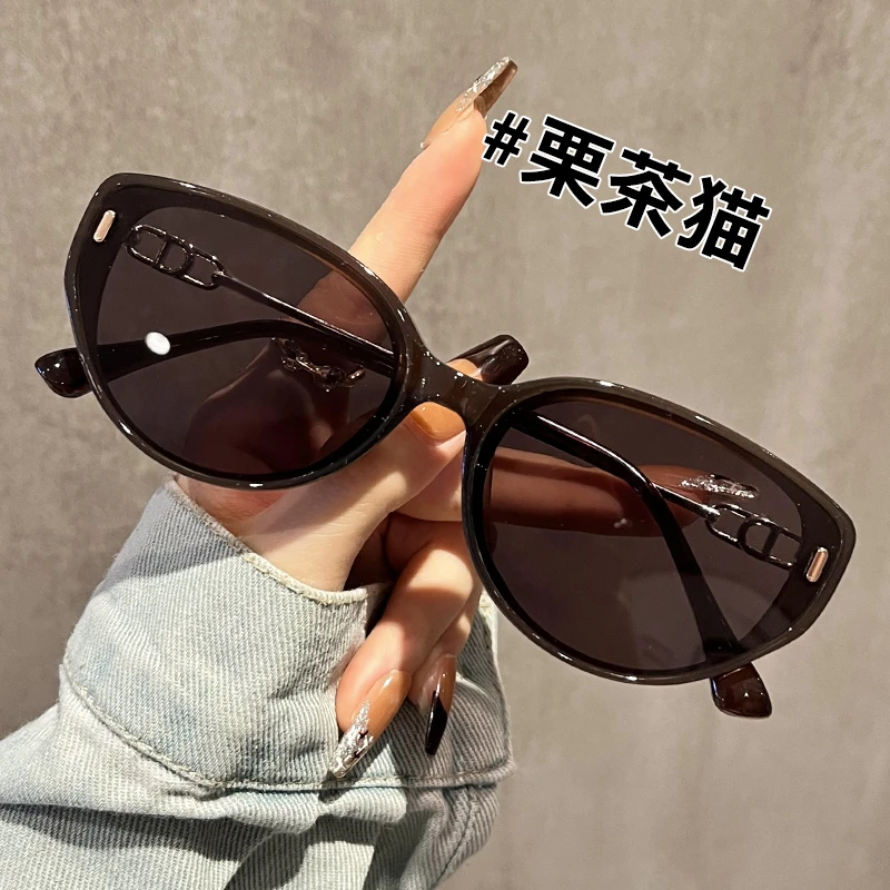 高清猫眼墨镜女款茶色防紫外线2025新款高级感太阳镜开车专用墨镜
