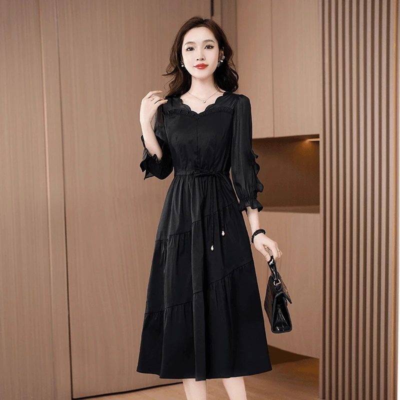 广州十三行连衣裙女春装2025年新款正式场合高端品牌长袖高妈妈装