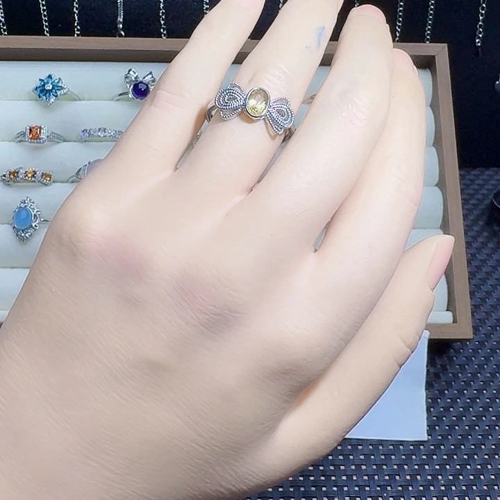 银S925镶嵌黄晶戒指