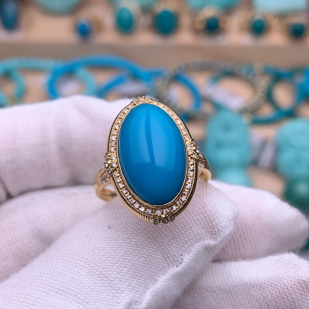 绿松石18K金镶嵌珠宝奇石