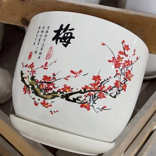 多肉绿植陶瓷花盆9.9包邮，有孔