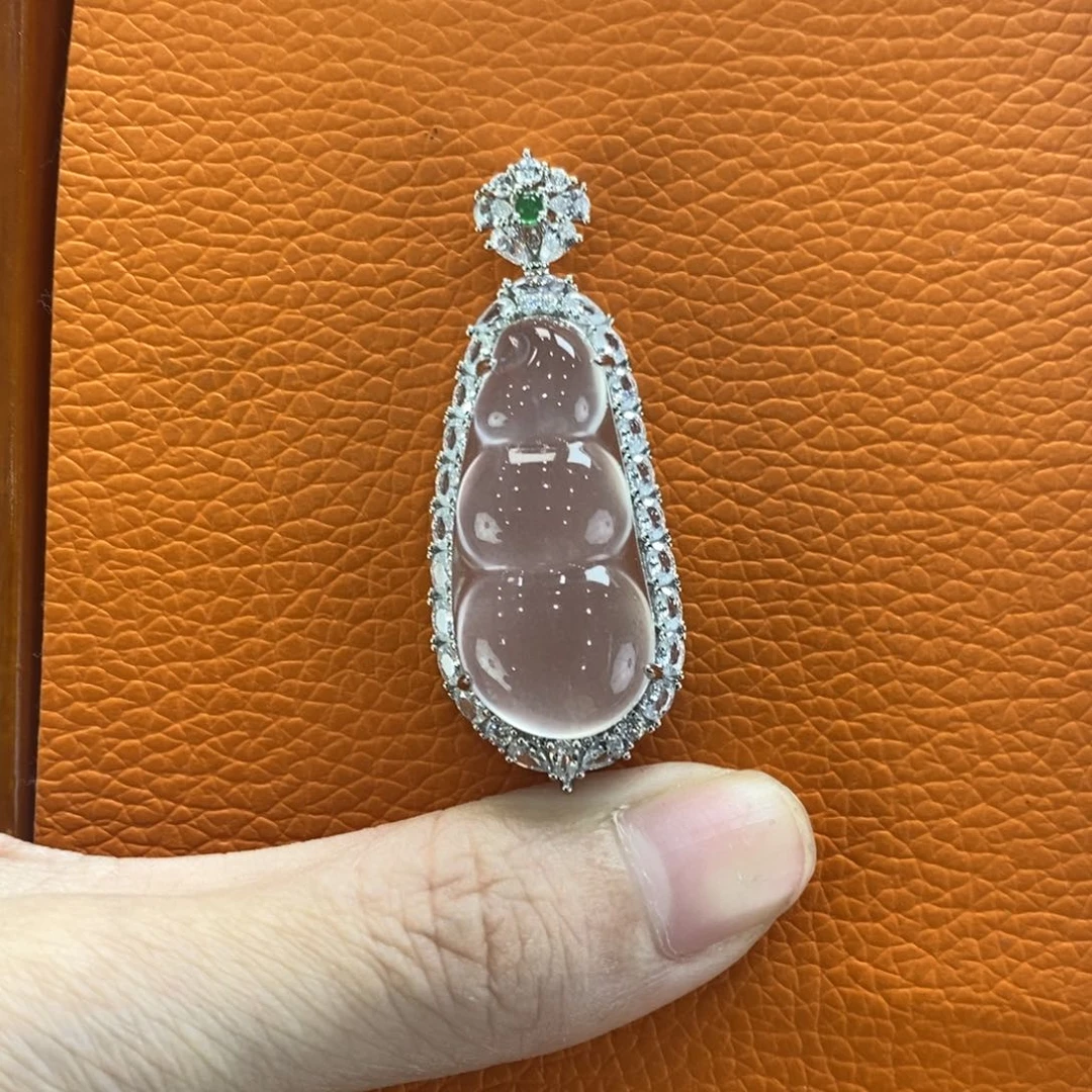 石英质玉吊坠(赠链)银S925镶嵌相***、