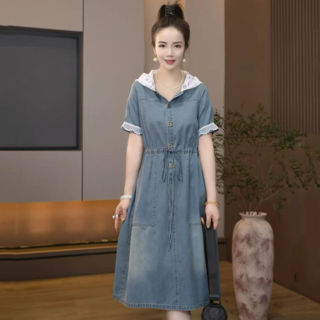 A-5804夏季新款韩版宽松休闲大码显瘦牛仔连衣裙女