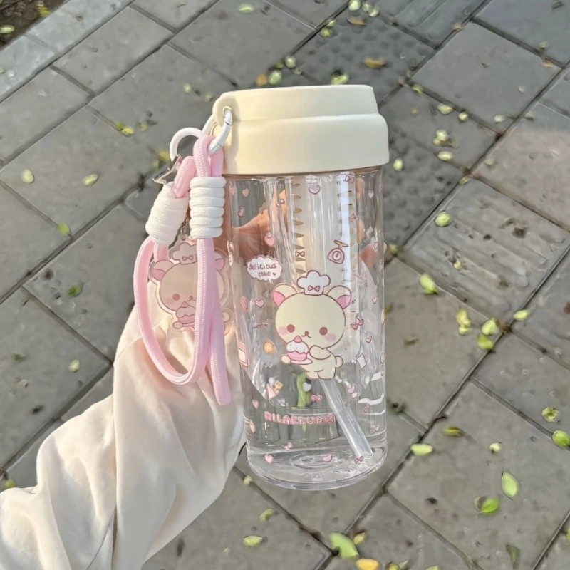 水杯女上班族办公室夏日高颜值ins风便携吸管水杯塑料运动随手杯