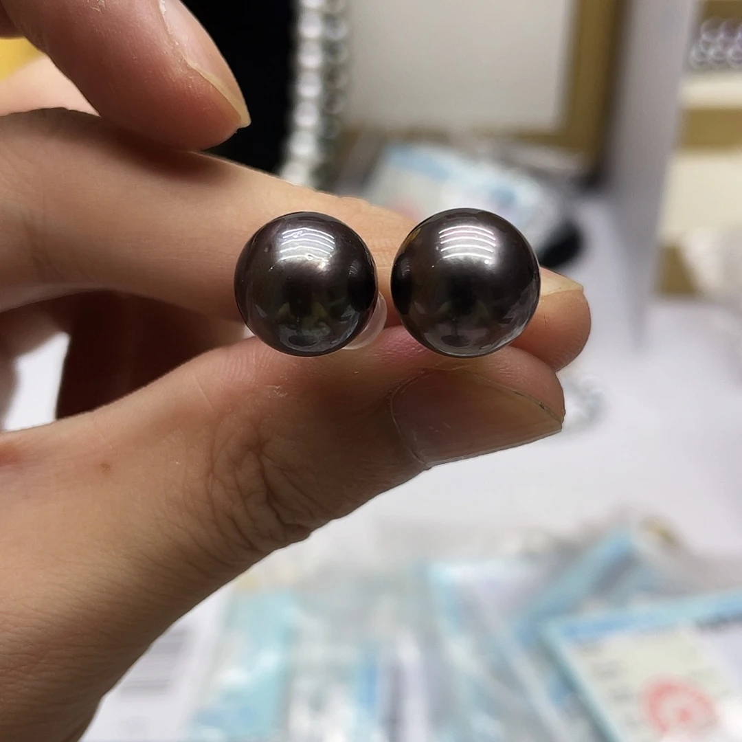 银S925镶嵌海水珍珠耳饰