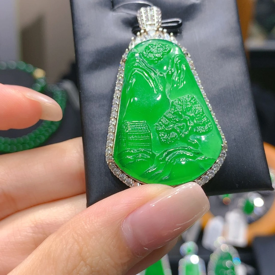 【闪购商品】颈饰银S925镶嵌翡翠5柒姐