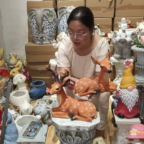 合成树脂树脂梅花鹿一对