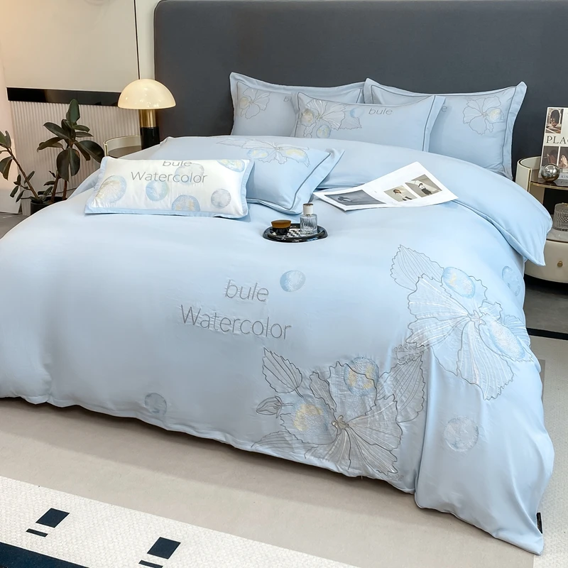 568 四件套床单被套罩床上用品多巴胺气泡星空蓝