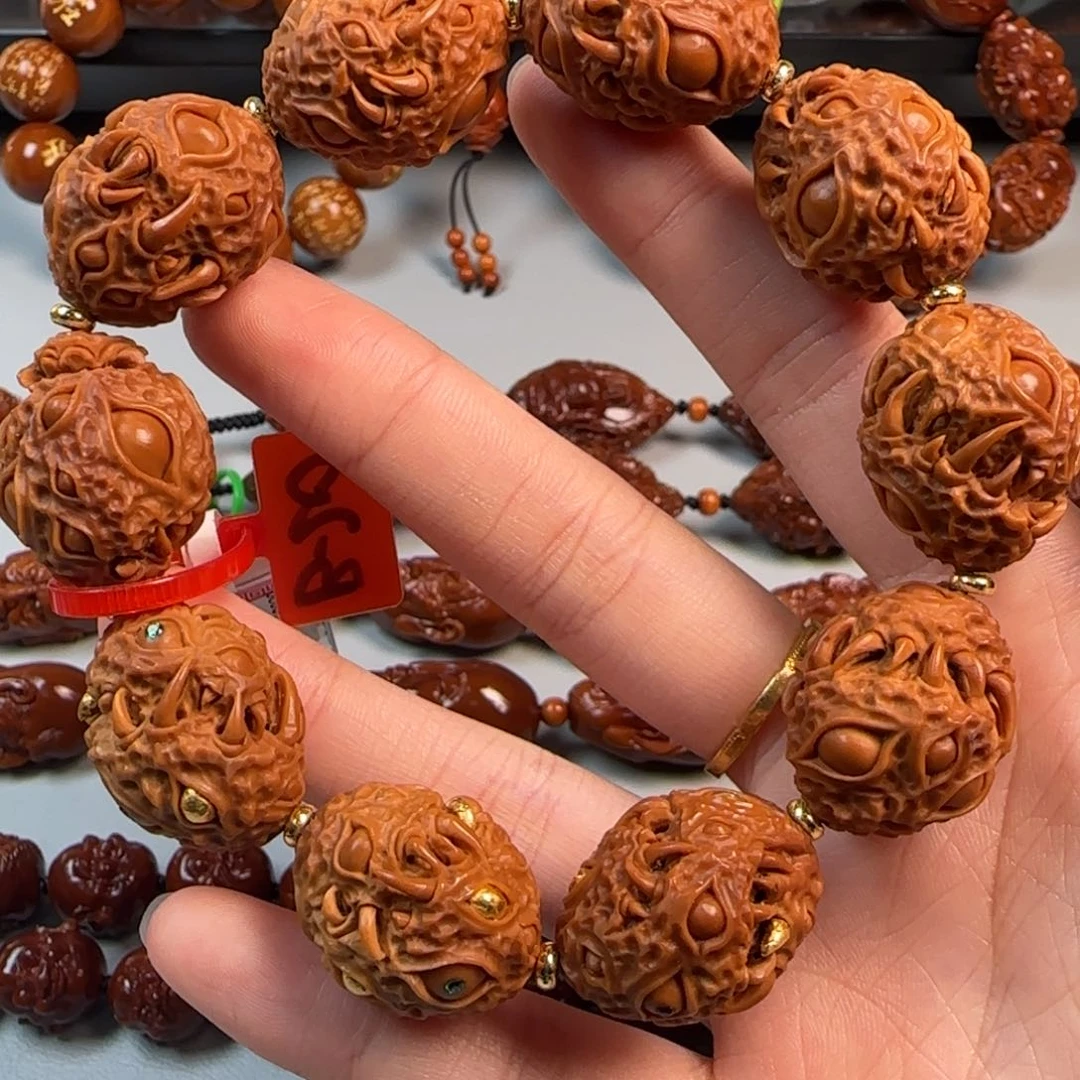 手串橄榄核油核24k金材质千眼千目手串