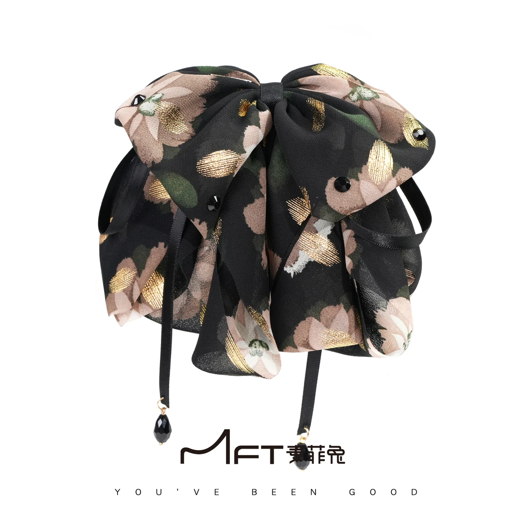 鎏金岁月马尾夹法式浪漫田园飘带懒人抓夹蓬松显发量气质发夹发饰