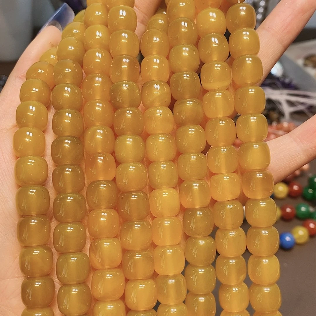 玛瑙/玉髓散珠11mm黄玛瑙老行一条
