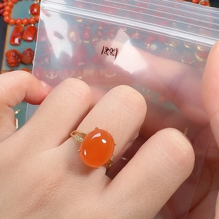 南红玛瑙银S925镶嵌戒指