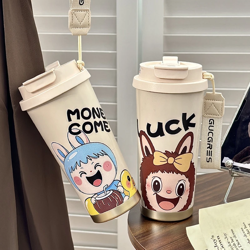 茶迷高颜值双饮学生可爱吸管大容量冰霸车载情侣便携直饮杯子