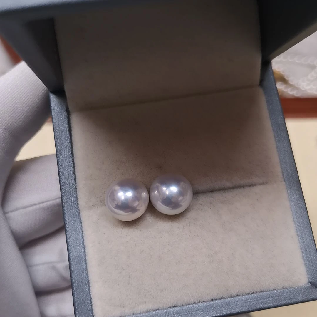 淡水珍珠耳饰银S925镶嵌虫***飞