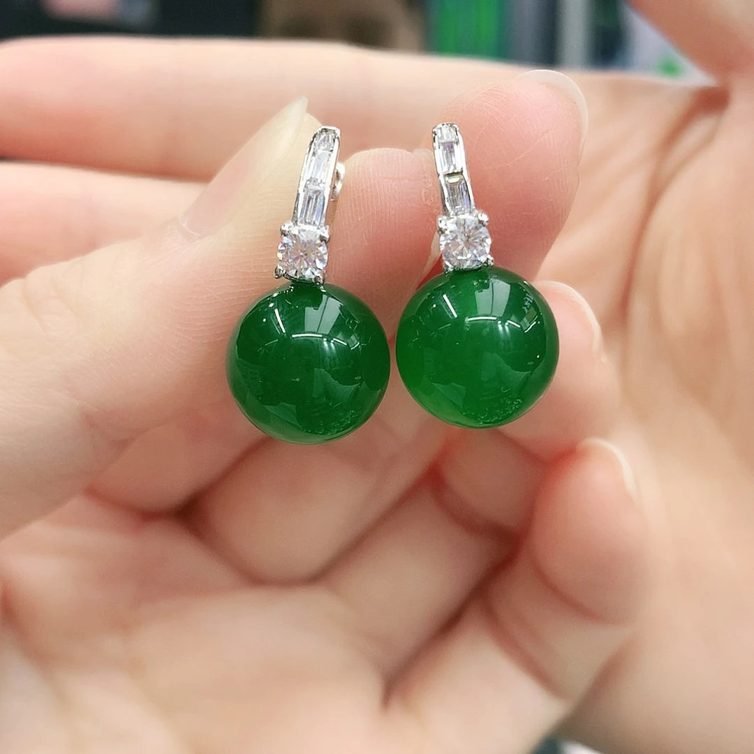 银S925镶嵌耳坠玛瑙/玉髓