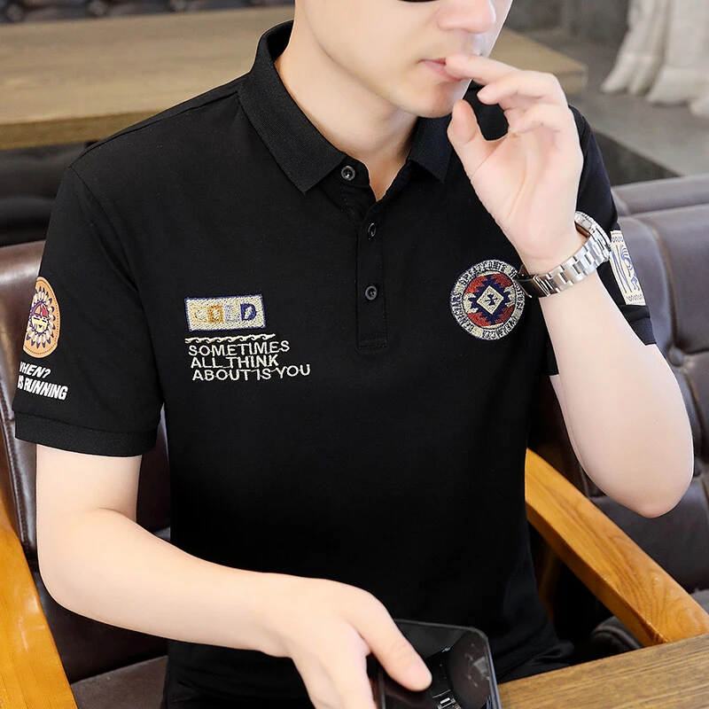 【高品质POLO衫】夏季新款男潮流百搭短袖商务翻领纯棉半袖衬衫5028