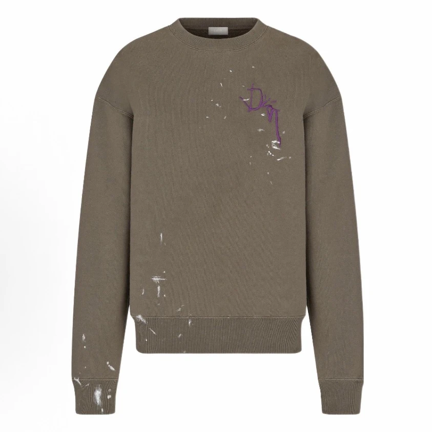 未使用 DIOR/迪奥 棕色艺术家联名泼墨卫衣/L码/M3099