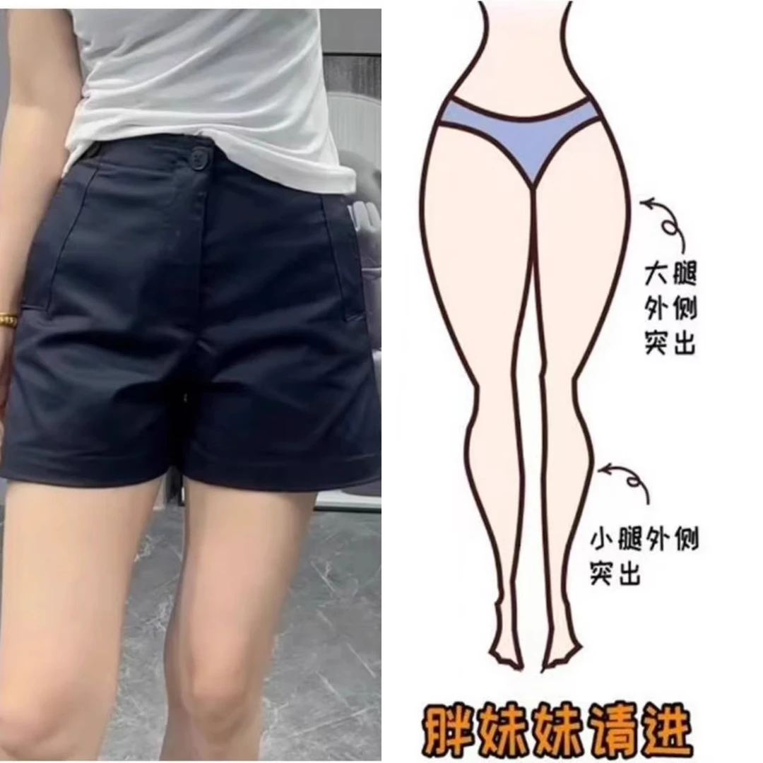 高腰显瘦短裤女2025夏季薄款休闲工装裤高级感简约时尚三分阔腿裤