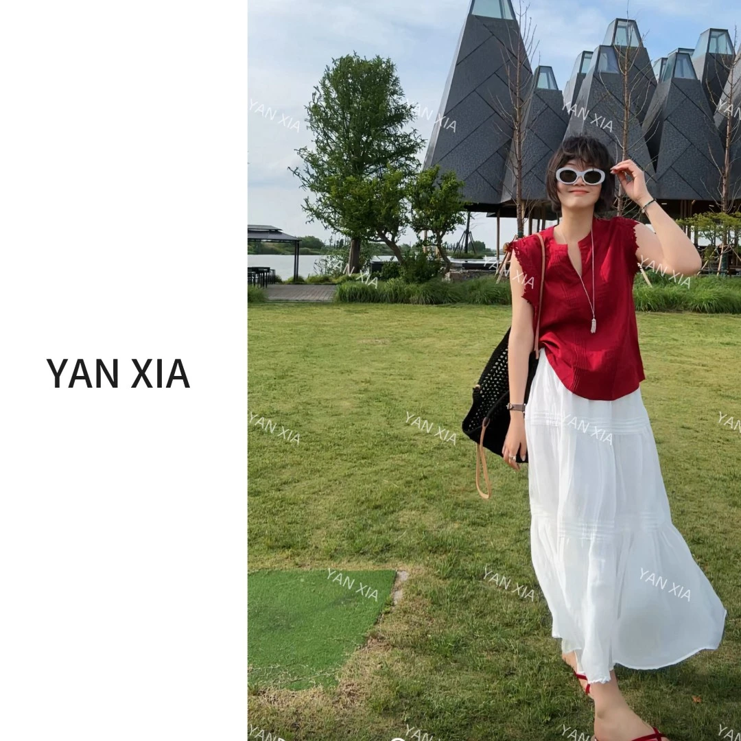 ”米兰腔调“ 全亚麻拼接蕾丝 超美捏折上衣显瘦藏肉女   W-203