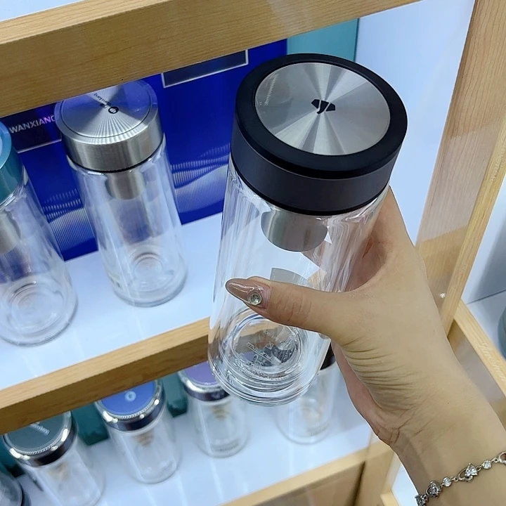 往***活万象品牌双层玻璃杯V200-450水泥灰