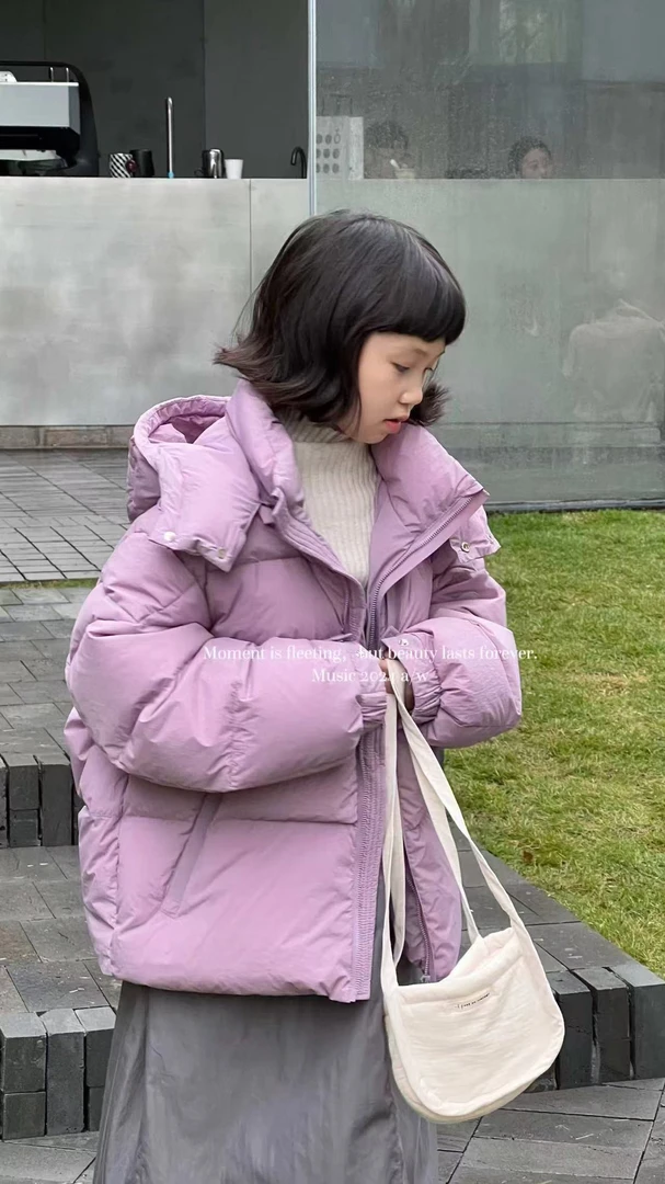 【haobaby】2024袖标纯色羽绒服7091