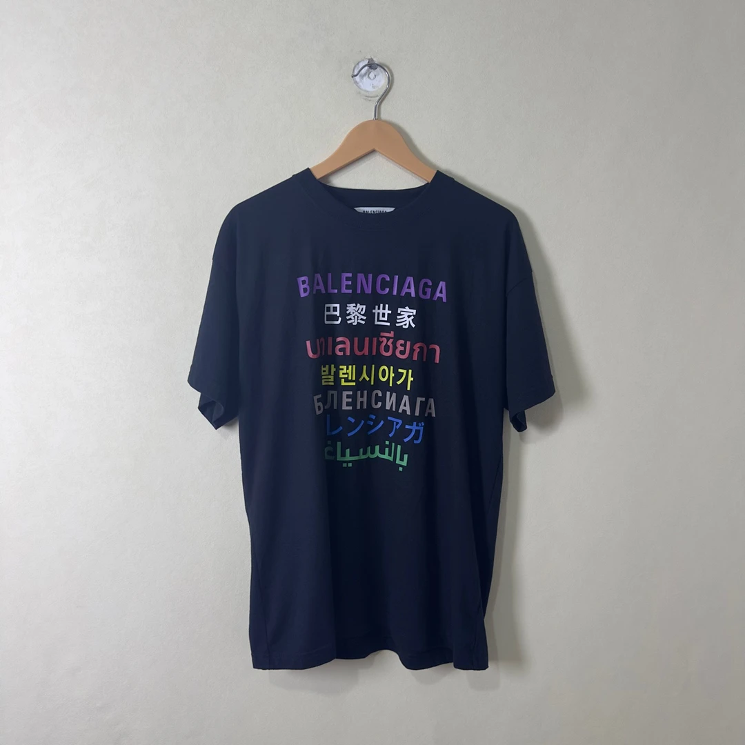 99新 Balenciaga/巴黎世家 七国语言印花T恤/M码