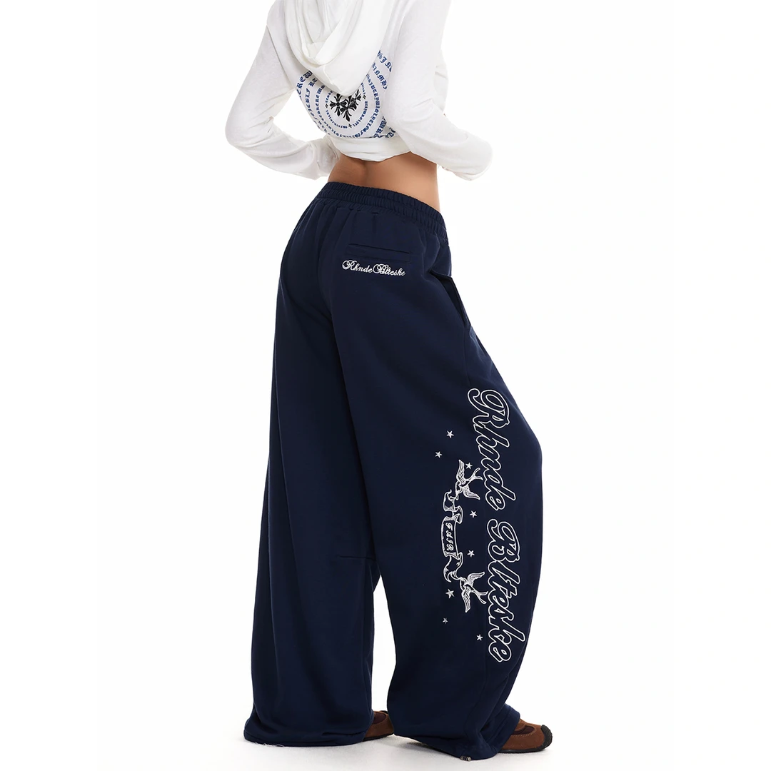 美式街头风侧边字母刺绣休闲卫裤女宽松慵懒设计感街舞穿搭运动裤