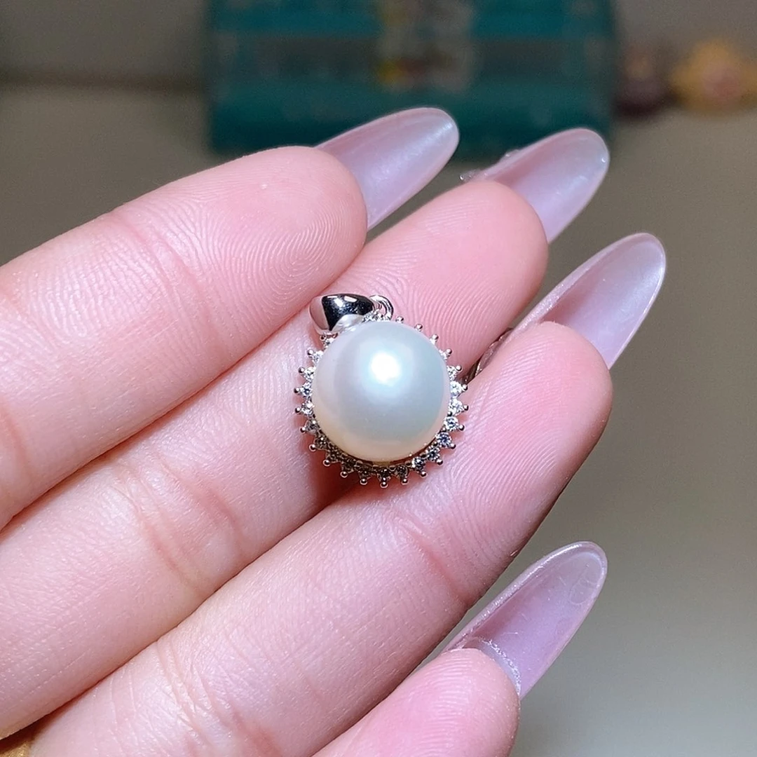 颈饰银S925镶嵌淡水珍珠无链子