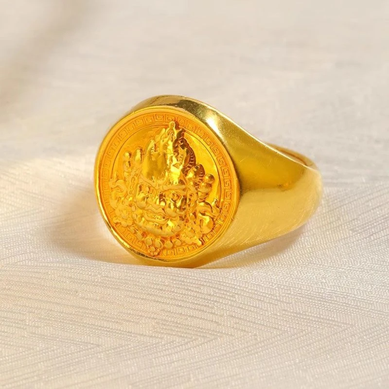 合金戒指 开口 黄财神戒指古法气质情侣可调节