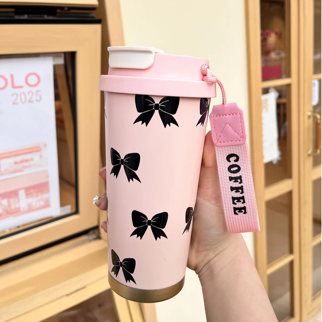 简约情侣咖啡杯316内胆双饮杯带盖保温保冰便携咖啡杯防摔