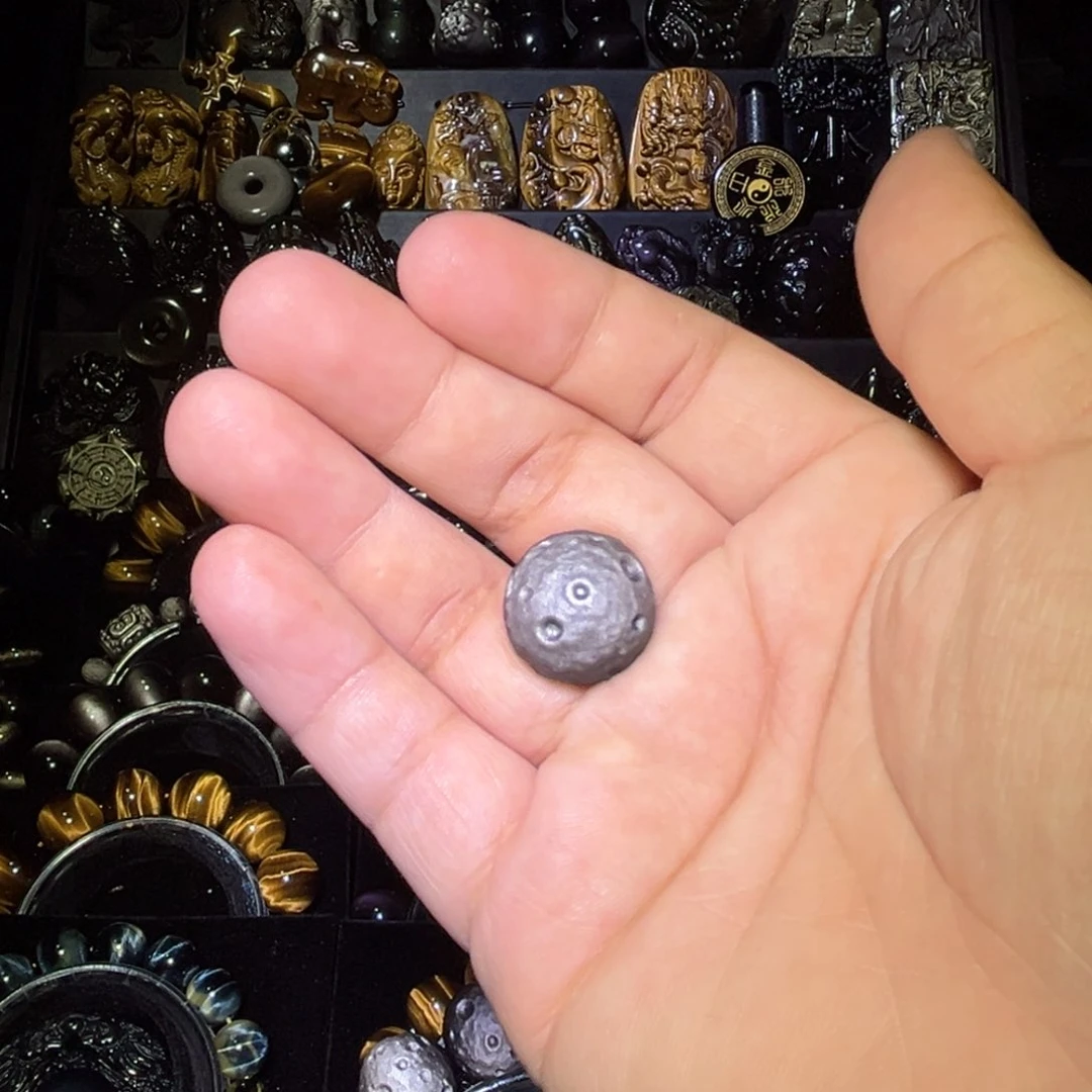 未镶嵌黑曜岩手链谛*天然银曜石星球散珠19mm