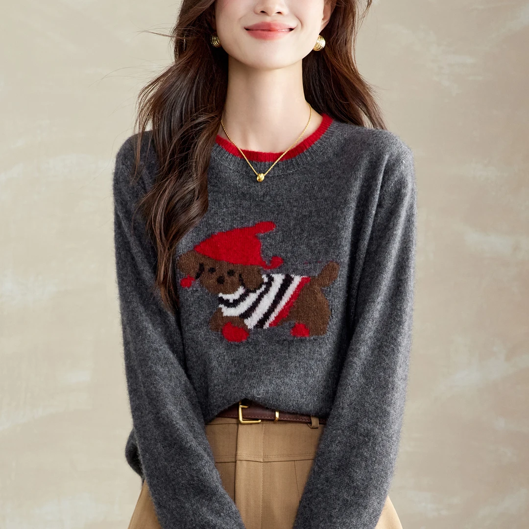 100纯羊毛衫微胖mm秋冬大码女士毛衣高级感内搭可外穿针织打底衫